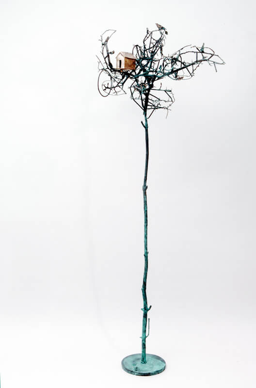 Tree with Birds, Bron, 200 cm x 68 cm x 40 cm